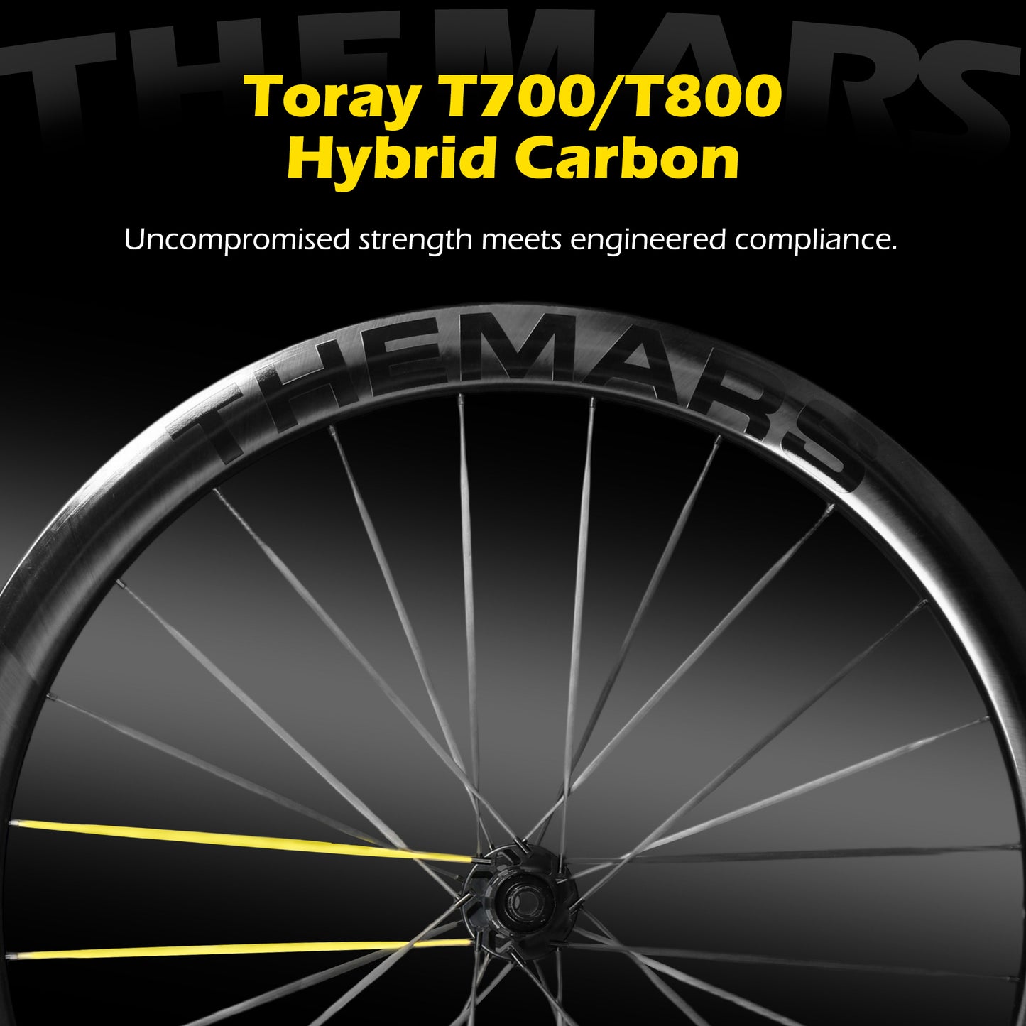 Carbon Fiber Road Bike Wheel Set 700C 45mm Disc Brake Thru-Axle,  Carbon Fiber Blade Spokes(T-Head Design) Toray T700/T800 Hybrid, Clincher & Tubeless Support Tire Width 23-28mm
