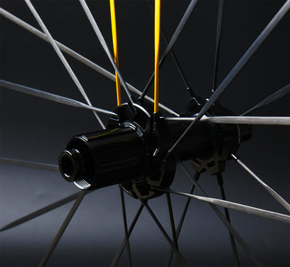 Carbon Fiber Road Bike Wheel Set 700C 45mm Disc Brake Thru-Axle,  Carbon Fiber Blade Spokes(T-Head Design) Toray T700/T800 Hybrid, Clincher & Tubeless Support Tire Width 23-28mm