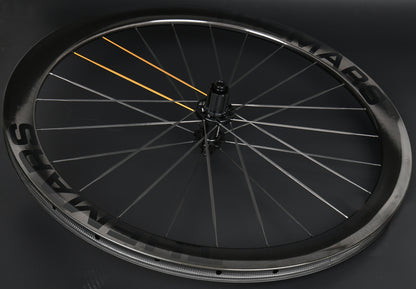 Carbon Fiber Road Bike Wheel Set 700C 45mm Disc Brake Thru-Axle,  Carbon Fiber Blade Spokes(T-Head Design) Toray T700/T800 Hybrid, Clincher & Tubeless Support Tire Width 23-28mm